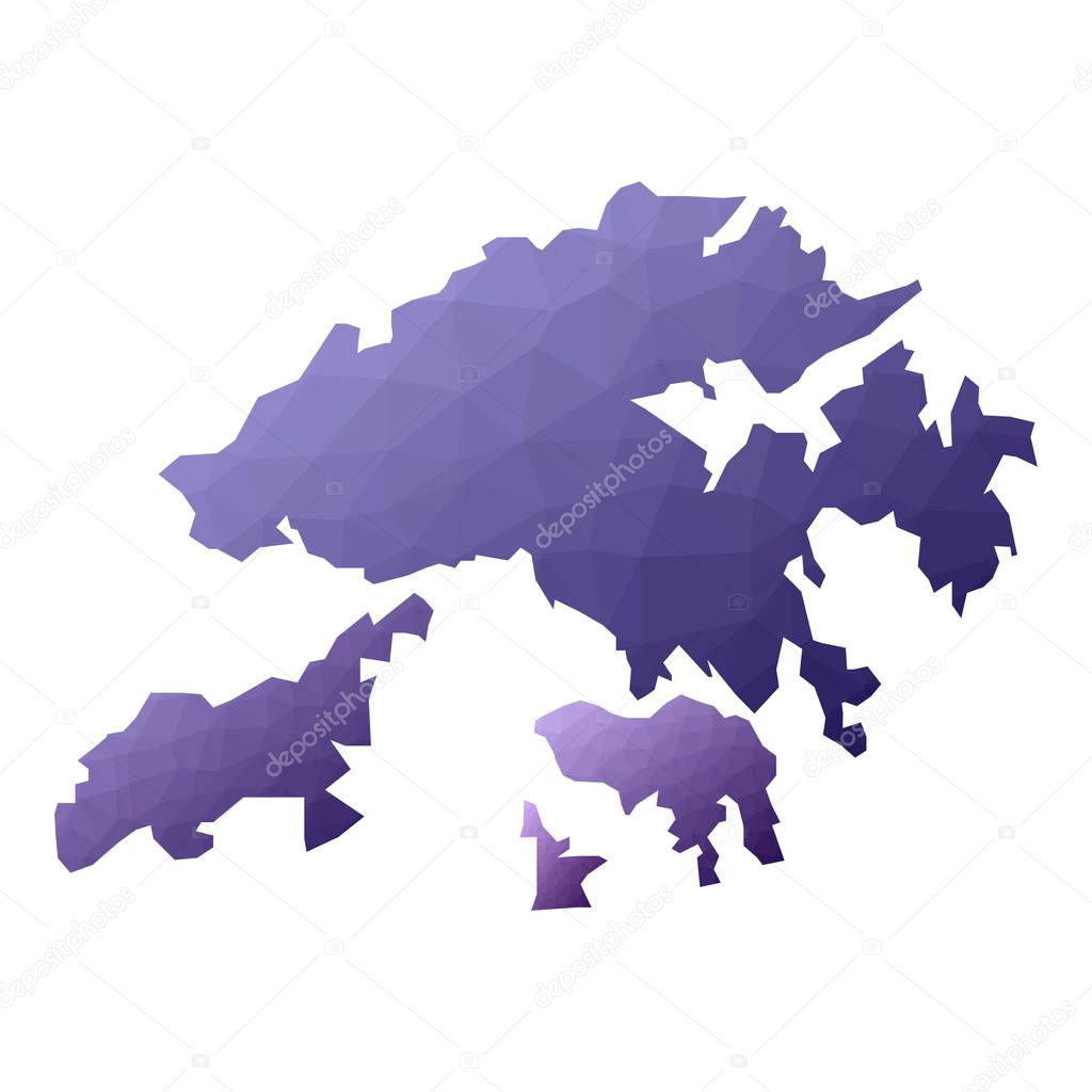 Hong Kong map. Geometric style country outline. Overwhelming violet vector illustration.