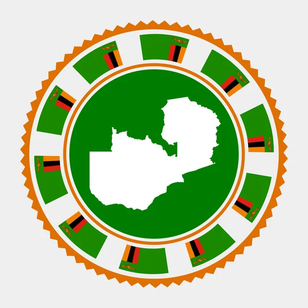 Selo Plano Zâmbia Logotipo Redondo Com Mapa Bandeira Zâmbia Ilustração —  Vetores de Stock