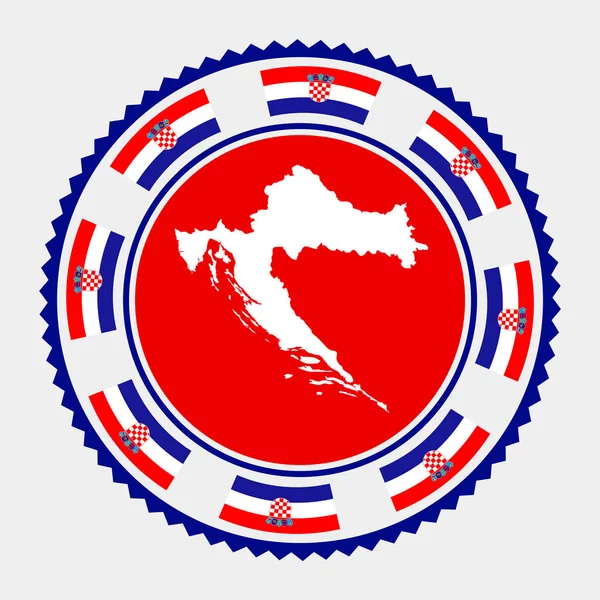 Timbre Plat Croatie Logo Rond Avec Carte Drapeau Croatie Illustration — Image vectorielle