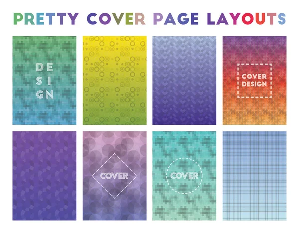 Pretty Cover Page Layouts Aktuální geometrické vzory Překvapující pozadí Vektorové ilustrace — Stockový vektor