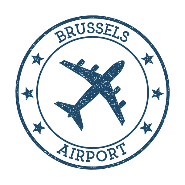 Ilustración vectorial del sello del aeropuerto de Bruselas ilustra el aeródromo de Bruselas — Archivo Imágenes Vectoriales