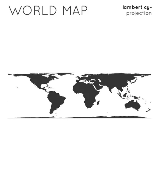 Wereld kaart Globe in Lambert cilindrische equalarea projectie Plain stijl moderne vector — Stockvector