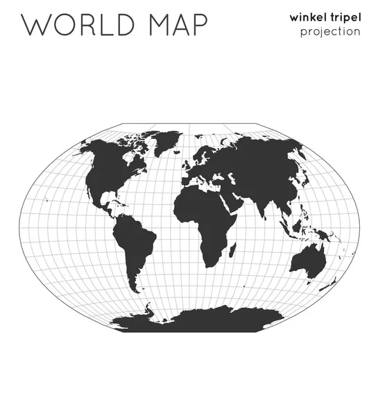 世界地图环球在温克尔三脚架投影与格提克线风格现代矢量 — 图库矢量图片