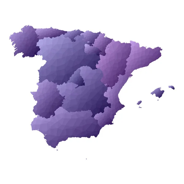 Карта Испании Геометрический стиль страны Идеальная фиолетовая векторная иллюстрация — стоковый вектор