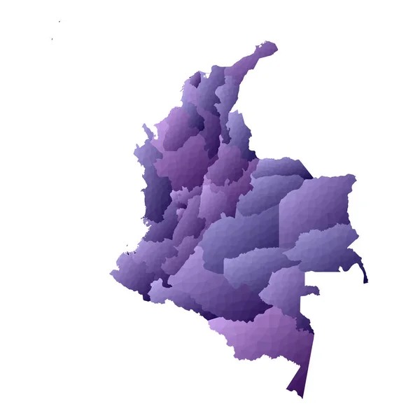 Colômbia mapa Estilo geométrico país esboço Exquisite violeta vetor ilustração — Vetor de Stock