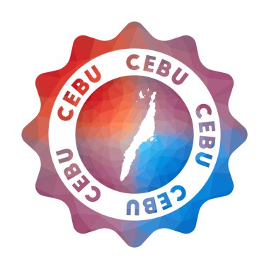 Cebu düşük polyester logosu Geometrik tarzda adanın rengarenk seyahat logosu