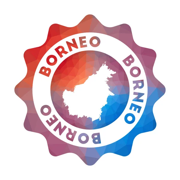 Logotipo de poli bajo Borneo Logotipo de viaje de degradado colorido de la isla en estilo geométrico Multicolor — Vector de stock