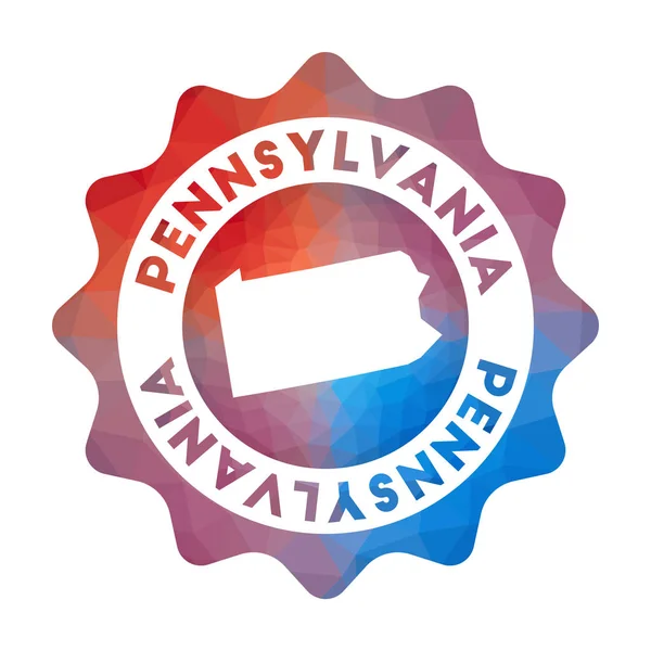Pennsylvania basso poli logo Colorato gradiente logo di viaggio dello stato degli Stati Uniti in stile geometrico — Vettoriale Stock