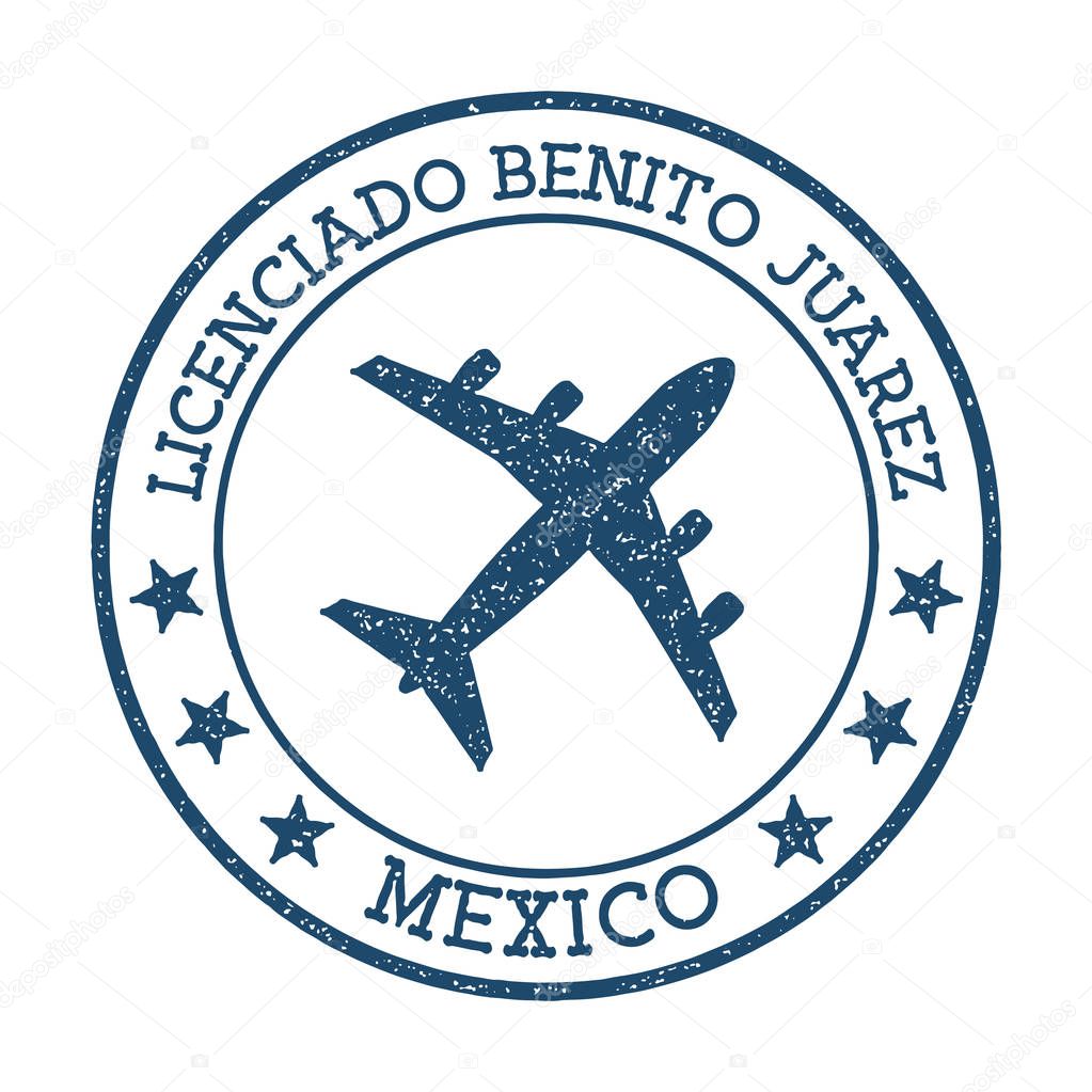 Licenciado Benito Juarez Mexico logo Airport stamp vector illustration Mexico City aerodrome