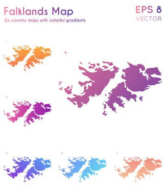 Map of Falklands with beautiful gradients Adorable set of Falklands maps Bizarre vector clipart
