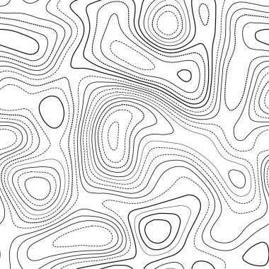 Topografik konturlar Gerçek topografya haritası Siyah ve beyaz dikişsiz tasarım nadir çini