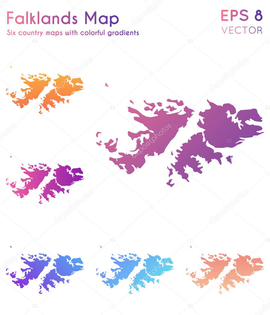 Map of Falklands with beautiful gradients Adorable set of Falklands maps Bizarre vector