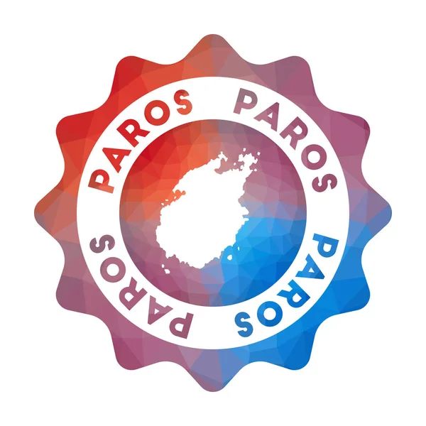 Logotipo de polietileno bajo Paros Logotipo de viaje de degradado colorido de la isla en estilo geométrico Multicolor — Vector de stock