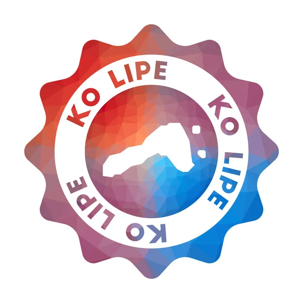 Logotipo de poli bajo de Ko Lipe Logotipo de viaje de degradado colorido de la isla en estilo geométrico Multicolor — Vector de stock