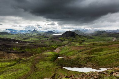 Epic Icelandic Landscape Green hills in Landmannalaugar national park Trekking in Iceland clipart