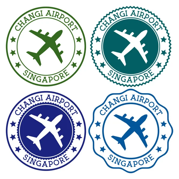 Changi Airport Singapore Singapore airport logo Sellos planos en material paleta de colores Vector — Vector de stock