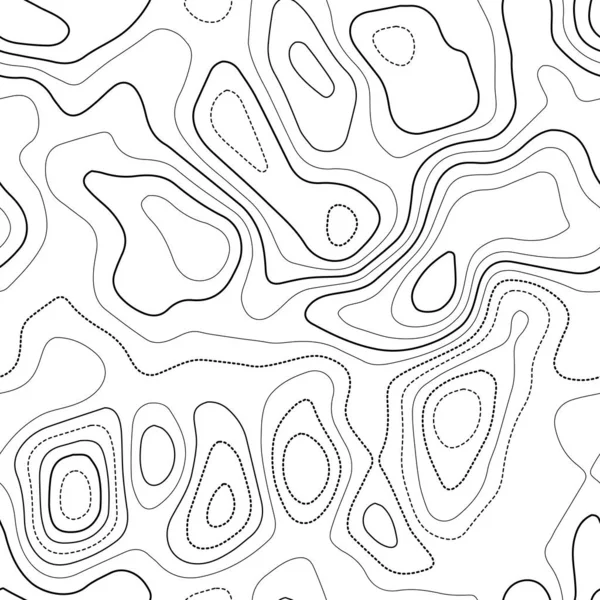 Lignes de carte topographique Carte topographique réelle Design sans couture noir et blanc beau carrelage — Image vectorielle