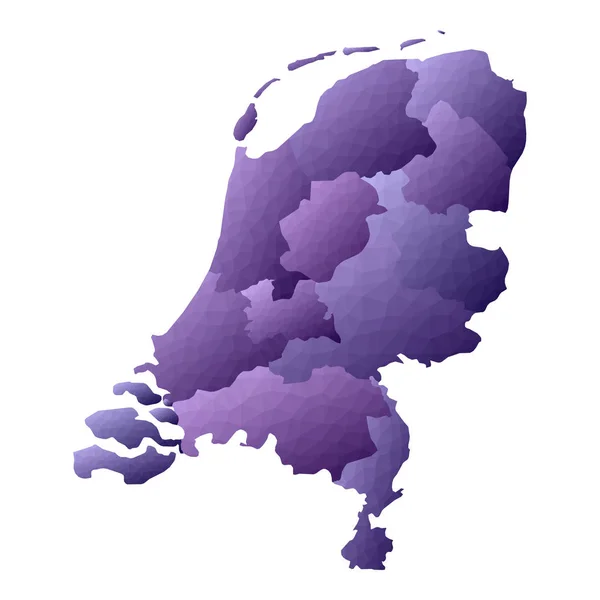 Hollanda harita Geometrik tarzı ülke anahat Sevimli mor vektör illüstrasyon — Stok Vektör
