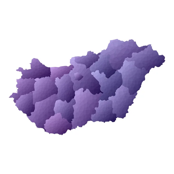 Hungria mapa Estilo geométrico país esboço Posh violeta vetor ilustração — Vetor de Stock