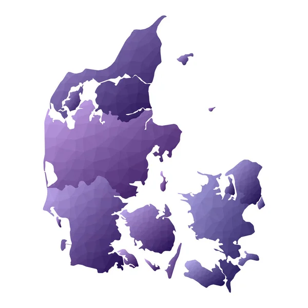 Dänemark Karte geometrischen Stil Land Umriss glamourösen violetten Vektor Illustration — Stockvektor