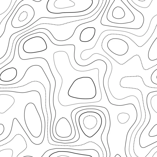 Líneas de contorno Mapa topográfico real Diseño sin costura en blanco y negro preciosos aislamientos de azulejos — Vector de stock