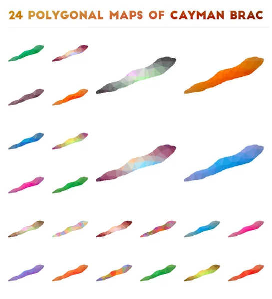 ケイマン・ブラックのベクトル多角形地図低ポリスタイルの島の明るいグラデーション地図 — ストックベクタ