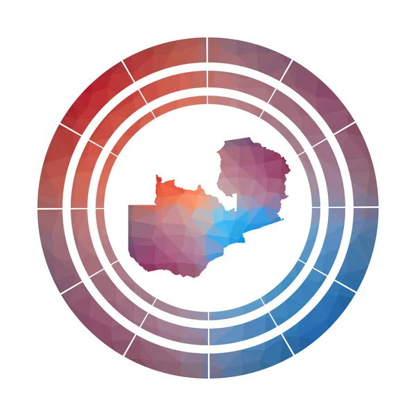Zambia badge Lyse gradient logo af land i lav poly stil Flerfarvet Zambia afrundet tegn – Stock-vektor