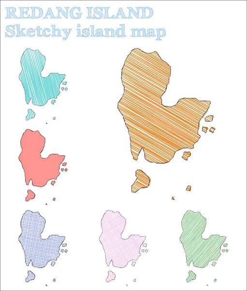 Redang Island skissartad Island gynnsam hand dras ön felfri barnslig stil Redang Island — Stock vektor