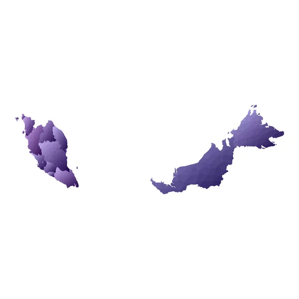 Malaysia Karte geometrischen Stil Land Umriss fesselnden violetten Vektor Illustration — Stockvektor
