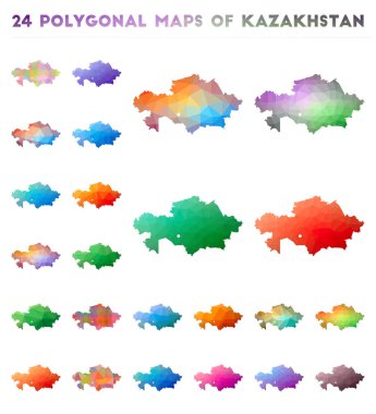 Kazakistan Parlak gradyan haritasının düşük poligonal stili vektör çokgen haritaları