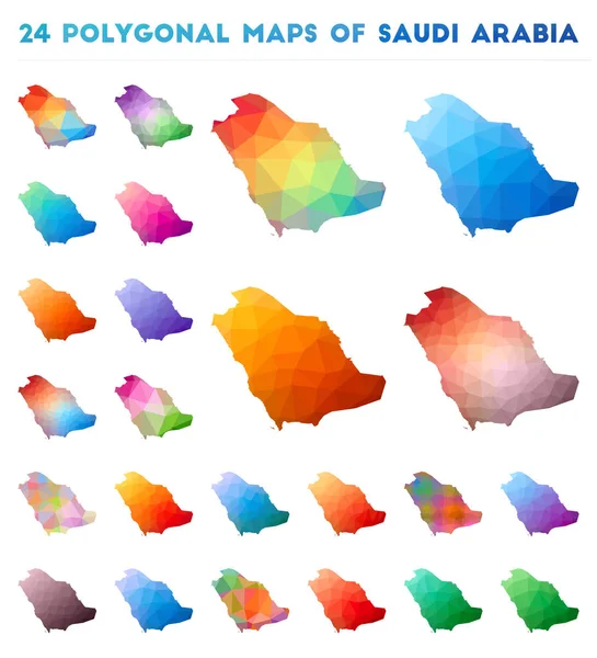 Set de mapas poligonales vectoriales de Arabia Saudita Bright gradient map of country in low poly style — Archivo Imágenes Vectoriales