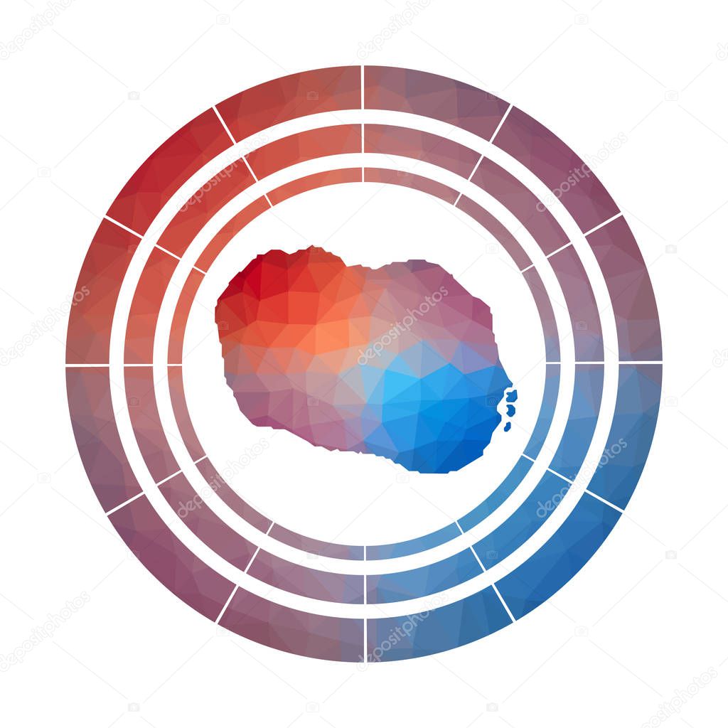 Rarotonga badge Bright gradient logo of island in low poly style Multicolored Rarotonga rounded