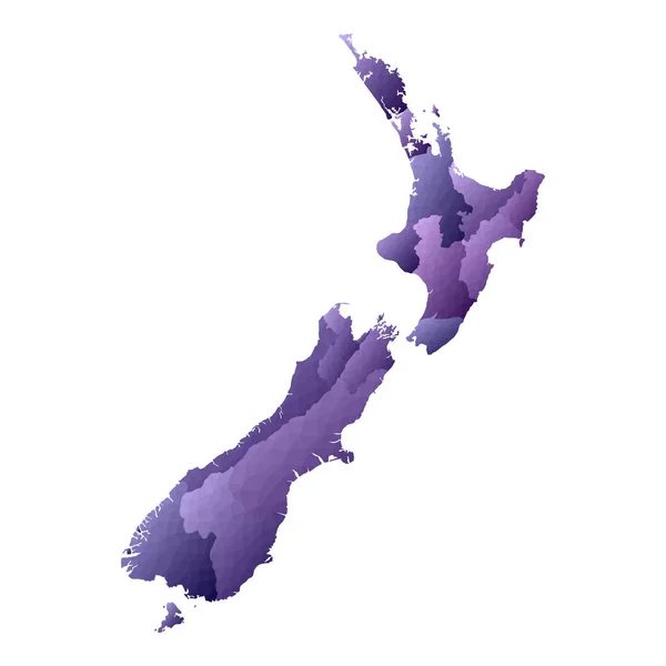 Карта Новой Зеландии Геометрический стиль страны Очаровательная фиолетовая векторная иллюстрация — стоковый вектор