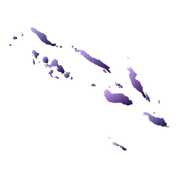 แผนที่หมู่เกาะโซโลมอน เส้นขอบเขตประเทศแบบเรขาคณิต ภาพเวกเตอร์สีม่วงไร้ที่ติ — ภาพเวกเตอร์สต็อก