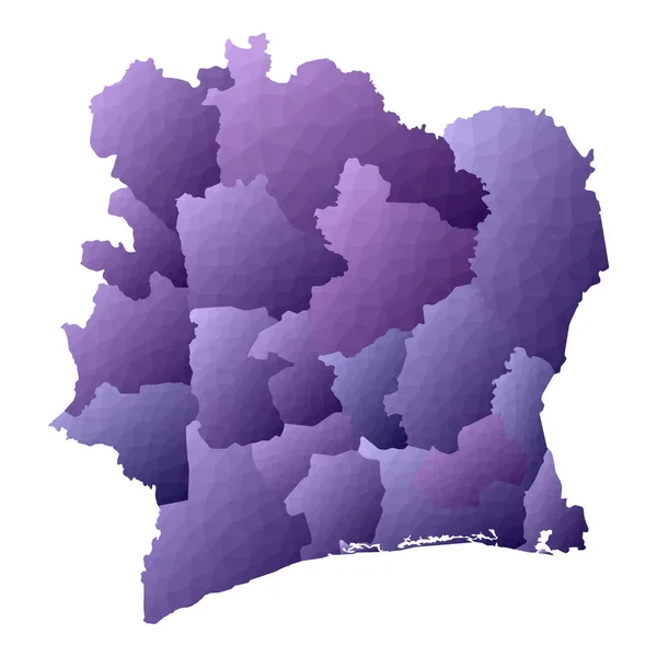 Mapa de Costa de Marfil Estilo geométrico esquema del país Ilustración del vector violeta energético — Vector de stock