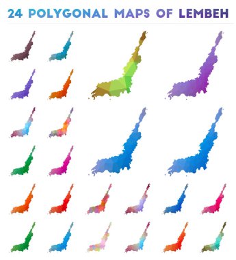 Lembeh Parlak adanın düşük poligonal biçimli çokgen haritaları kümesi