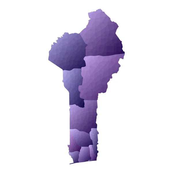 Mapa de Benin Esquema de país de estilo geométrico Impresionante ilustración vectorial violeta — Archivo Imágenes Vectoriales