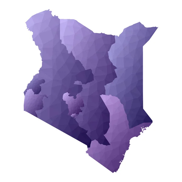 Kenia Mapa geometryczny styl kraju zarys Sublime fioletowy wektor ilustracja — Wektor stockowy