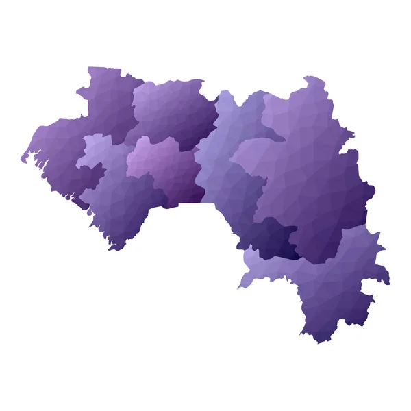 Mapa de Guinea Esquema de país de estilo geométrico Ilustración memorable vector violeta — Vector de stock