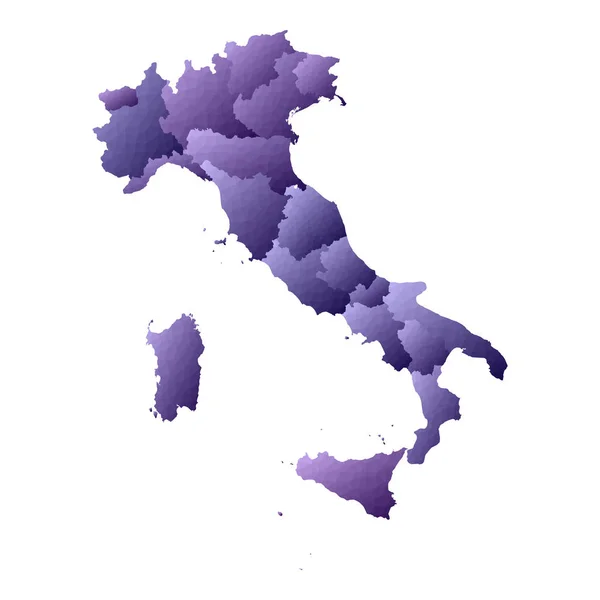 이탈리아지도 기하학적 스타일 국가 개요 화려한 보라색 벡터 일러스트 — 스톡 벡터