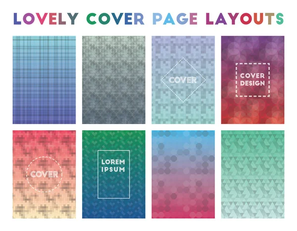 Lovely Cover Page Layouts Padrões geométricos adoráveis Fundo real Ilustração vetorial —  Vetores de Stock