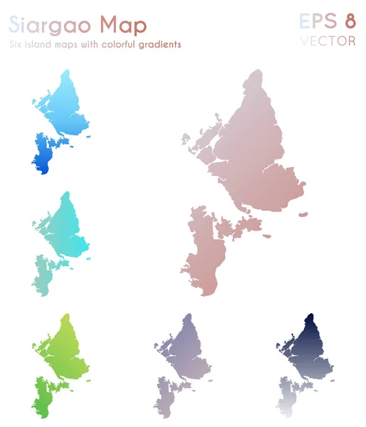 Mapa de Siargao com lindos gradientes Conjunto autêntico de mapas Siargao Vetor desigual — Vetor de Stock