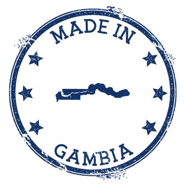 Gambiya 'da yapılmış kauçuk damgalı Gambiya metni ve ülke haritası harikulade bir vektörle