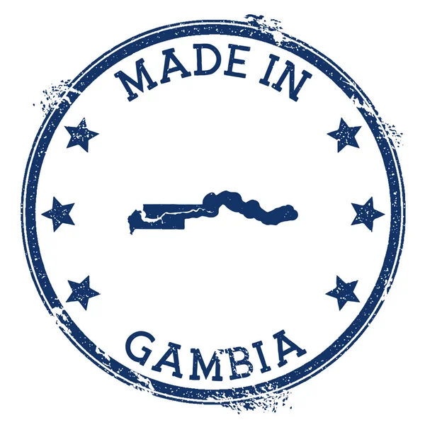 Sello hecho en Gambia Sello de goma grunge con Made in Gambia texto y mapa del país Maravilloso vector — Vector de stock