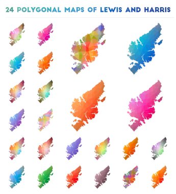 Lewis ve Harris Parlak eğimli adanın düşük poligonal biçimli vektör çokgen haritaları.