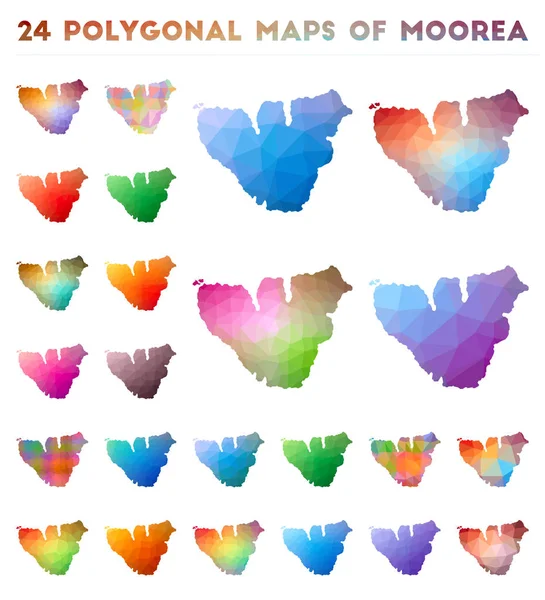Vektor-polygonale Karten von Moorea helle Gradienten Karte der Insel in Low-Poly-Stil — Stockvektor