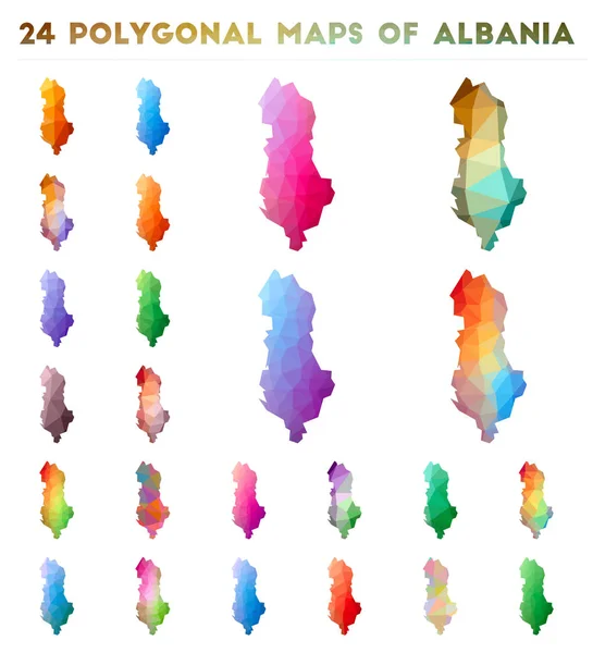 Список векторних багатокутних карт Албанії Bright gradient map of country in low poly style — стоковий вектор