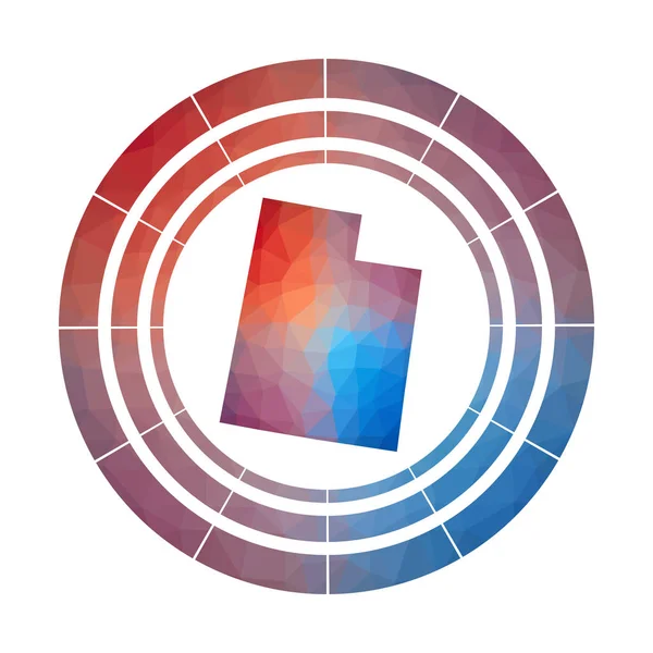 Emblema de Utah Logotipo gradiente brilhante de nós estado em baixo estilo poli Multicolorido Utah arredondado sinal com —  Vetores de Stock