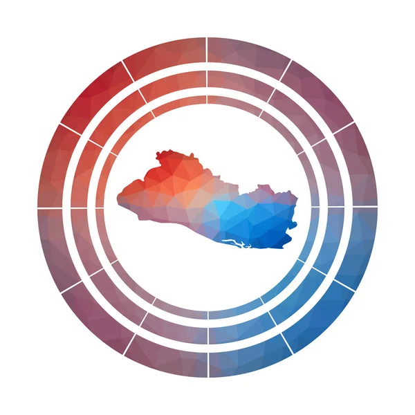 Insignia República de El Salvador Bright gradient logo of country in low poly style Multicolor — Vector de stock