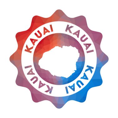 Kauai düşük poli logo Geometrik tarzı Adanın renkli gradyan seyahat logosu Multicolored